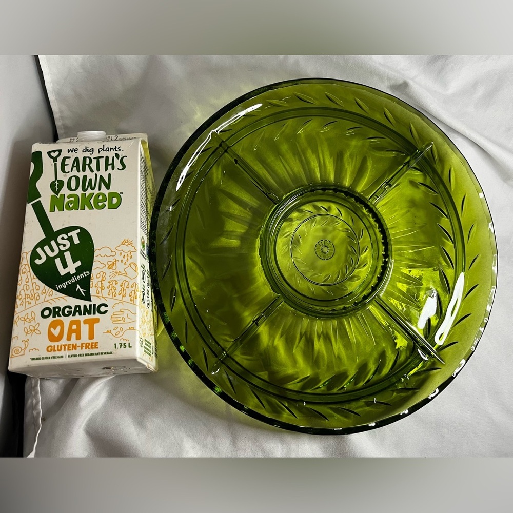 Indiana Glass green divided relish dish